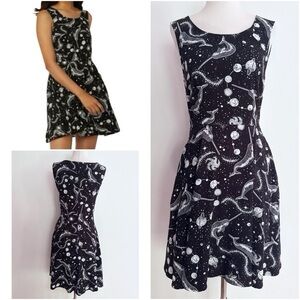 NWT Dangerfield Notorious Narwhal Celestial Outer Space Black White Mini Dress